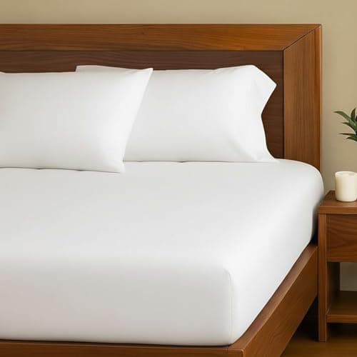 Image of The Linen Company NY Eucalyptus Sheets – Tencel King Size Fitted sheets with BCI Cotton, Ultra-Soft, Breathable Percale, Skin-Friendly, Lightweight, Temperature-Regulating for Soothing Sleep (White)