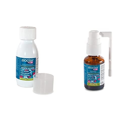 Image of Aloclair Plus 120ml Mouthwash Mouth Ulcer Treatment & Plus Spray Mouth Ulcer Treatment, 15 ml