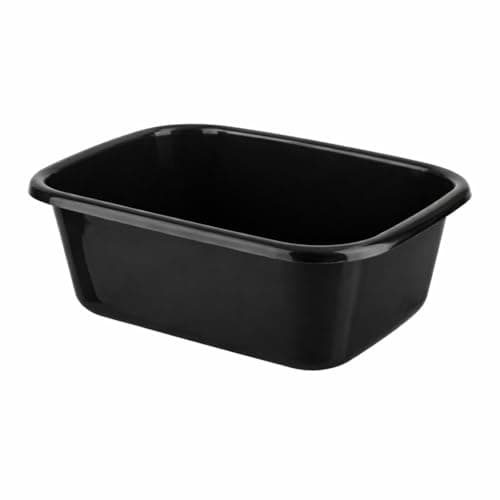 Image of HOMESHOPA Plastic Rectangular Washing Up Bowl, Black 10 Litre Portable Wash Basin, Plastic Kitchen Sink Tidy Organisers, Rectangle Washtub Dishtub, Foot Bath Car Wash Laundry, Home Kitchen Travel