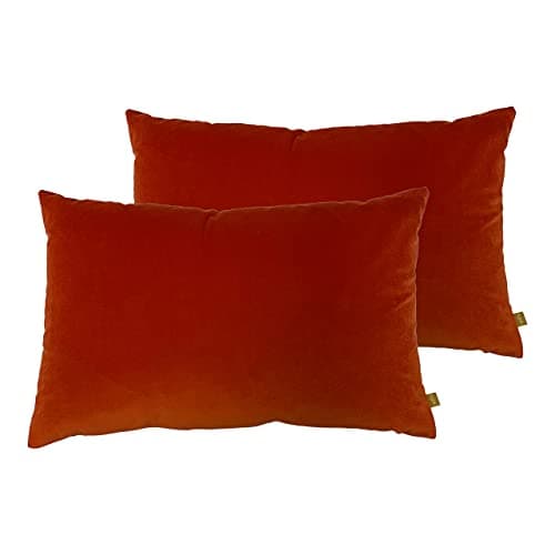Image of furn. Contra Feather Filled Cushions (Twin Pack), Polyester, Linen, Tangerine
