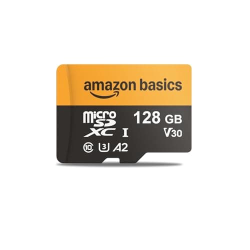 Image of Amazon Basics 128GB microSDXC Card with Adapter, Read Speed Up to 200MB/s, 1-Pack