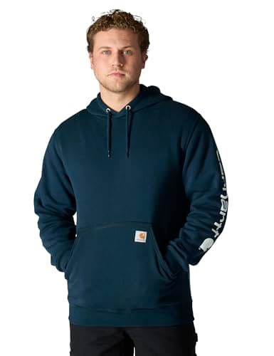 Image of Carhartt Men's Loose Fit Midweight Logo Sleeve Graphic Sweatshirt, New Navy, M