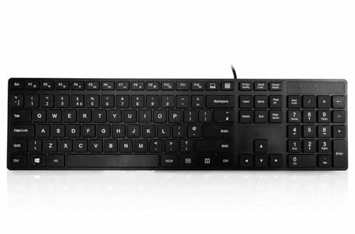 Image of Accuratus 301 - PS/2 Full Size Super Slim Multimedia Keyboard with Square Modern Keys in Black (UK Layout)