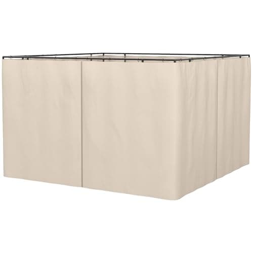 Image of Outsunny 4 Pack Replacement Gazebo Curtains Privacy Panel for Most 3 x 3m Gazebo Canopy Pavillion Outdoor Shelter Sidewalls Accessories Beige