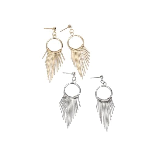 Image of 14K Gold Plated Fringe Drop Earrings – Elegant Dangling Cubic Zirconia Streamers, Vintage Statement Jewelry for Women’s Party & Wedding ﻿