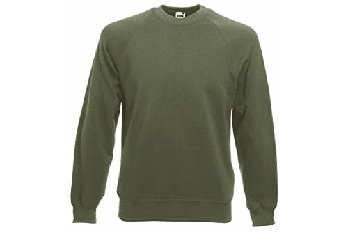 Image of Fruit of the Loom Men's Raglan Sweat Sweatshirt, Matte, Green (Classic Olive 59), L
