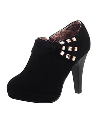 Image of Minetom Women Vintage Bowknot Pump Platform Low Top High Heel Ankle Boots Party Bridal Shoes Black UK 5
