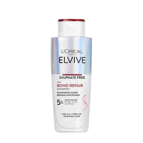 Image of L'Oréal Paris Elvive Bond Repair Sulphate-Free Shampoo, with Citric Acid Complex, Restores Original Strength, 98% Less Breakage, 90% More Shine, 82% Stronger, for All Damaged Hair, 200ml