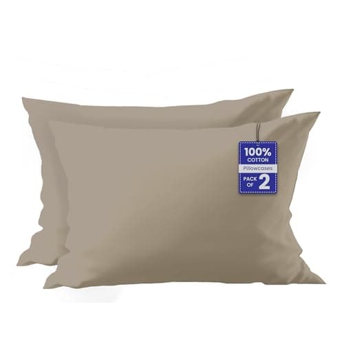 Image of Luxe Dreams 100% Cotton Pillow Cases 2 Pack, Soft & Breathable Pillow covers with Envelope Closure, Wrinkle & Fade Resistant Sand Pillowcases Standard Size (50x70 CM)