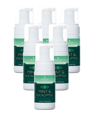 Image of Hand Cleansing Sanitiser Foam, No Alcohol Foaming Hand Sanitizer Dispenser - Mint & Eucalyptus 100ml (Pack of 6)