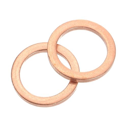 Image of sourcing map M10 Flat Washer, 36 Pcs Copper Ring Flat Washers 14mm OD 1mm Thick Metal Sealing Gasket Ring for Screws Bolts Nuts