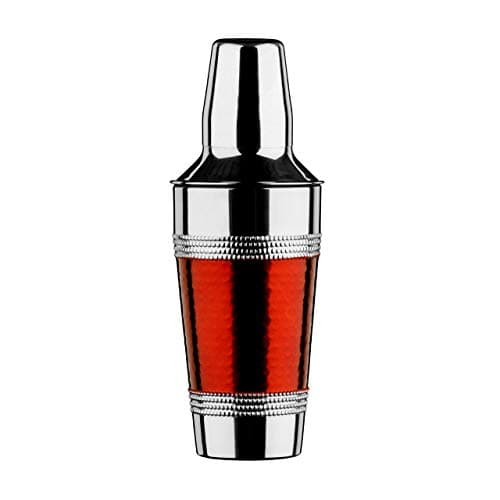 Image of Premier Housewares Cocktail Shaker with Hammered Red Band - Stainless Steel