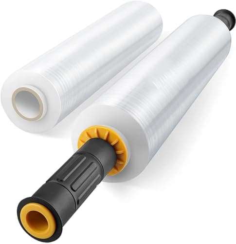 Image of 2 Packs Stretch Wrap Stretch Film with Handles 15" X 1000 Feet Shrink Wrap Packing Moving Suppliers 60 Gauge Plastic Wrap for Pallet Wrapping Shipping and Surface Protection (2 Packs)