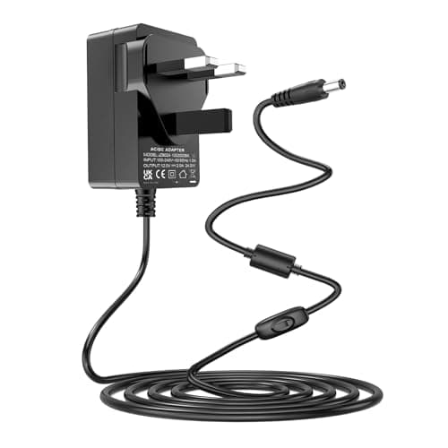 Image of 12V 2A AC Adapter Power Cord for Audio-Technica AT-LP60X-BK, AT-LP60X-BW, AT-LP120XUSB-BK Direct-Drive Turntable Record Player,for Sony PS-LX310BT Bluetooth Turntable