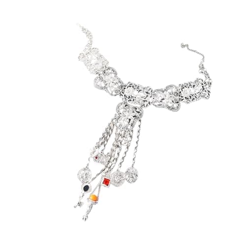 Image of Shurhome Fashionable Alloy Necklace Vintage Inspired Jewelry Fashion Lovers Retro Hollow Out Pendant Necklace
