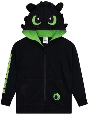 Image of How To Train Your Dragon Boys Hoodie, Toothless Kids Hoodie, Dragon Hooded Sweatshirt, Black 5-6 Years