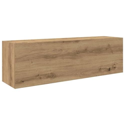 Image of vidaXL bathroom wall cabinet - artisan oak, engineered wood storage unit 100 cm x 25 cm x 30 cm with gas spring doors, multi-room use