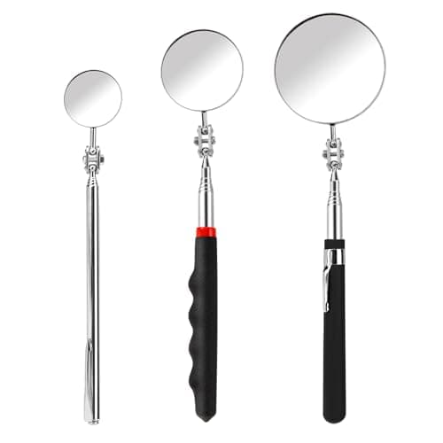 Image of 3 Pack Telescoping Inspection Mirror Stainless Steel Mechanic Mirror Extendable Mirror Round Mirror Inspection Tool for Check Observe Vehicle Small Part Eyelashes Mouth