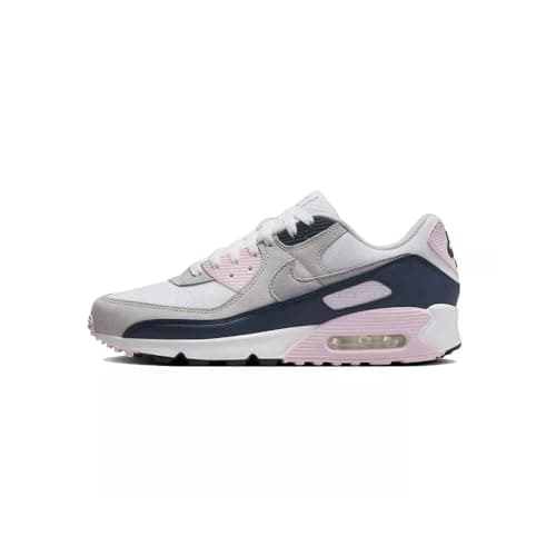 Image of NIKE Air Max 90 Men's Trainers Sneakers Fashion Shoes DM0029 (White/Pink Foam/Armoury Navy/Wolf Grey 106) UK9.5 (EU44.5)