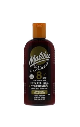 Image of Malibu Sun Dry Oil Shimmer Gel SPF 8, Illuminating Body Oil, Tanning Oil with Shimmer, Lightweight Glow & Water Resistant, 200ml