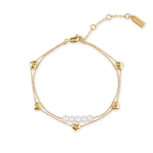 Image of RADLEY 18ct Gold Plated Genuine Fresh Water Pearl and Heart Charm Bracelet