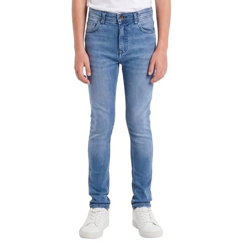 Image of Bench Boys Carson Slim Fit Jeans - Childrens Skinny Stretch Denim Pants with Adjustable Inner Waistband, Classic 5-Pocket Dark Wash Trousers for Kids & Teens, Sizes 7-16 Years