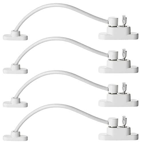 Image of Keyohome Pack of 4 Window Restrictor Locks Child Safety Window Locks for UPVC Windows, Baby Security Window Restrictors with Screws Keys, Door Window Opening Wire Cable Limiter for Home School (4pcs)