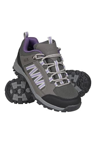 Image of Mountain Warehouse Path Waterproof Womens Walking Shoes - Breathable Ladies Shoe, Mesh Lining, High Traction Sole Hiking Shoes - for Spring Summer, Trekking Dark Grey Adult Shoe Size 4