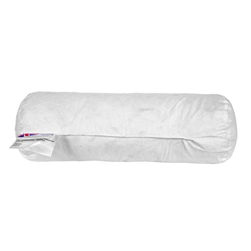 Image of HOMESCAPES Duck Feather Bolster Cushion Pad 40 x 15 cm (16” x 6”) Inner Insert Filler with 100% Cotton Down Proof Cover Machine Washable