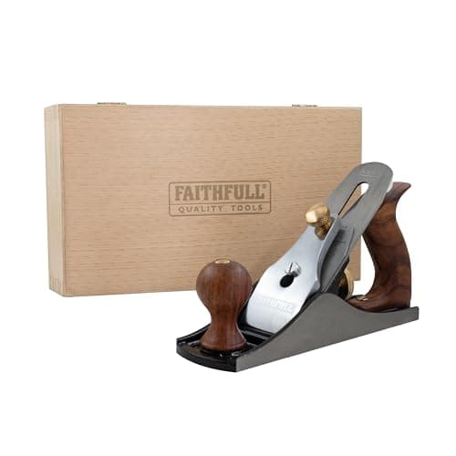 Image of Faithfull No.4 Smoothing Plane in Wooden Storage Box – Precision Machined Cast Iron Wood Planer Hand Tool for Hard & Soft Wood, Surface Finishing, Cabinet Work & General Carpentry