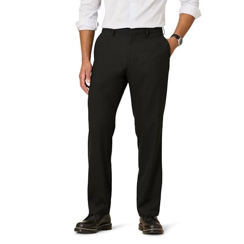 Image of Amazon Essentials Men's Classic-Fit Wrinkle-Resistant Stretch Dress Trousers, Black, 38W / 34L