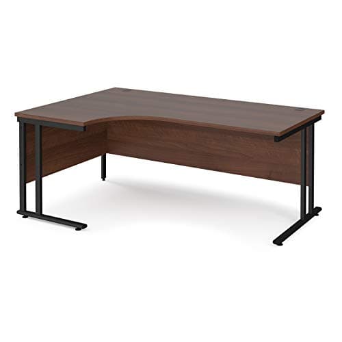 Image of Mr Office Maestro 25 left ergonomic desk - black cantilever leg, Walnut, 1800