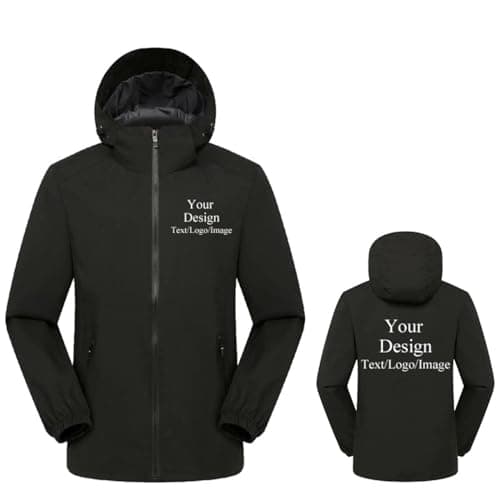 Image of Custom Logo Windproof Jacket Personalized Text/Picture Coat Outdoor Mountaineering Men Women Fashion Waterproof Hoodie Black,M