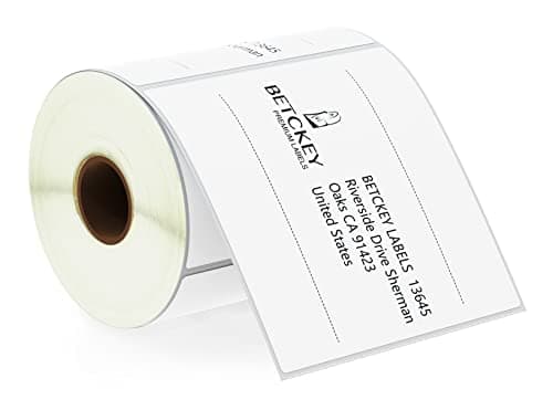 Image of BETCKEY - 102mm x 102mm (4 in x 4 in) Square Thermal Labels - 350 Perforated Labels per Roll Compatible with Zebra & More Printers