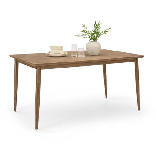 Image of VonHaus Dining Table - 6 Seater Kitchen Table for Dining Room - Rectangular Dark Wood Effect Dinner Tabletop for 6 People - Adjustable Rubber Feet & Rounded Corners - W150cm x D90cm - Burton