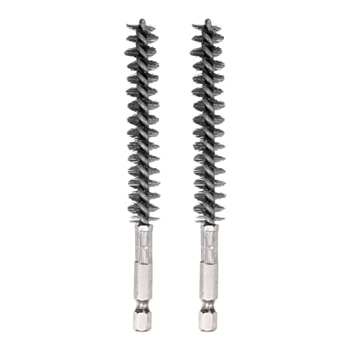 Image of sourcing map 2pcs Stainless Steel Bore Brush 12mm Dia Cleaning Wire Brush with Handle 1/4 Inch Hex Shank for Tubes, Ports, Bearings