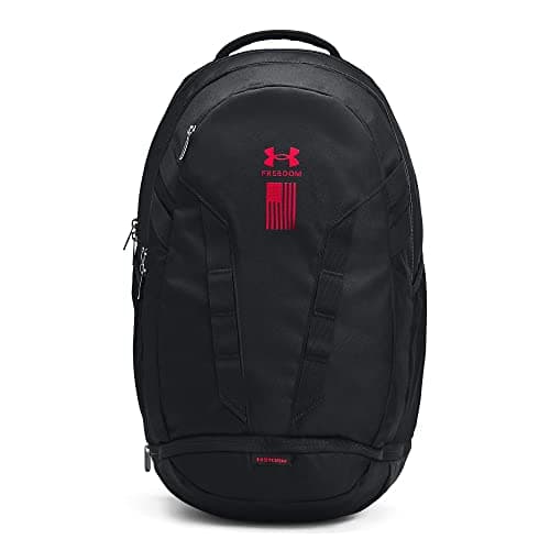 Image of Under Armour Hustle 5.0 Backpack, (017) Black/Black/Red, One Size Fits All