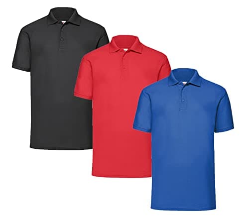 Image of Fruit of the Loom Men's Polo Shirt (Pack of 3), 3XL