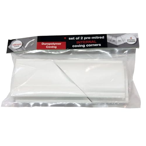 Image of Internal Coving Corner – 100mm Duropolymer Pre-Cut Mitred Pack of 2, Paint-Ready Decorative Trim for 90° Internal Corners, Lightweight DIY Ceiling Moulding