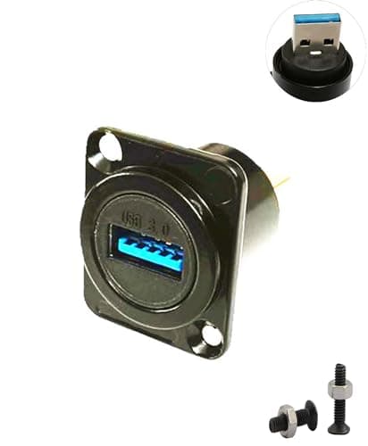 Image of SHANFEILU USB3.0 D Type Panel Mount Adapter Male to Female Connector Straight Through Panel Socket for USB Extension Data Transfer 5Gbps Black