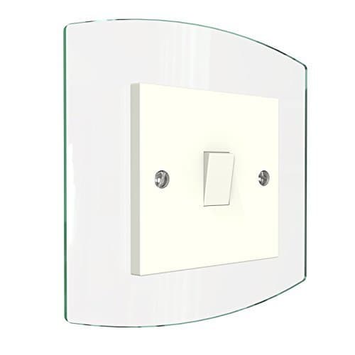 Image of Displaypro Curved Single, Double Light Switch Surround Acrylic Finger Plate Panel Plug Socket (Glass Effect - Single)