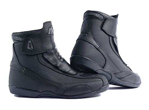 Image of RKsports Black Leather Motorbike Motorcycle Bike Ladies Women Heel Boots (UK 4)