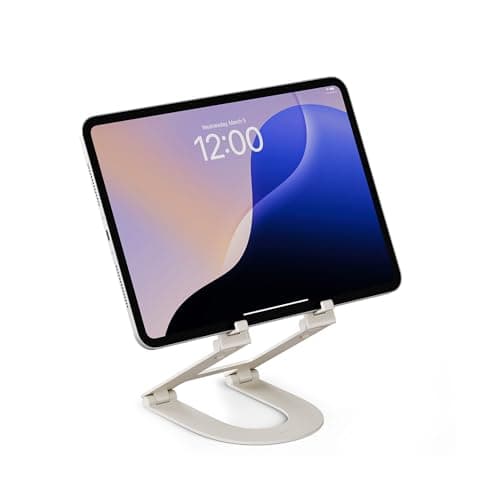Image of Twelve South Curve Mini - Foldable, Adjustable Tablet Stand for Desk - Premium Aluminum iPad/Tablet Holder with Multi-Angle Hinge, Anti-Slip Pads - Ideal for Home, Office, Travel Use, Dune