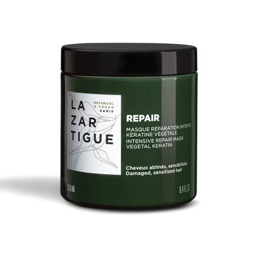 Image of LAZARTIGUE REPAIR Mask for Damaged Hair, Deep Conditioning Treatment with Plant-Based Keratin & Hyaluronic Acid for Intense Restoration, Hydration & Shine. Vegan, 91% Natural Ingredients, 250ml