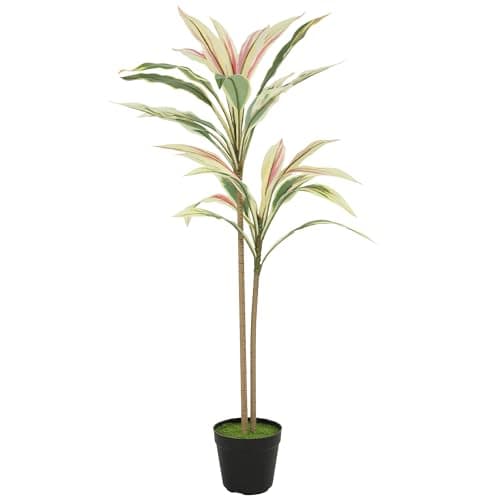 Image of HOMCOM Artificial Cordyline Tree, 90 cm Fake Cordyline Tree with 29 Leaves, Realistic PEVA Faux Plant in Moss Effect Pot for Home Indoor Outdoor Decor, Yellow