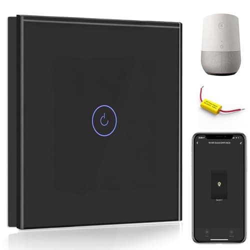 Image of BSEED WiFi Touch Switch Black,1 Gang 1 Way Smart Light Switch Compatible with Alexa and Google Home,with Smart Life Remote Control(No Hub Required)-No Need Neutral Wire