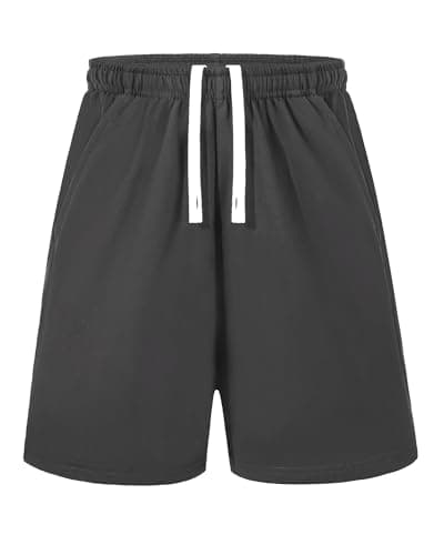 Image of Auranso Boys Grey School Shorts Kids Cycling PE Gym Sports Shorts Summer Cotton Elastic Waist Shorts with Pockets, Grey, 11-12 Year