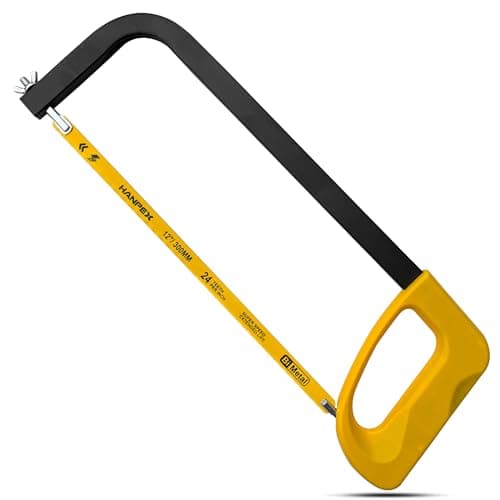 Image of Hanpex 300mm High-Tension Hacksaw Frame with 24 TPI Bi-Metal Blade, 12inch Hand Saw Suitable for Metal, Wood, PVC, Carpentry