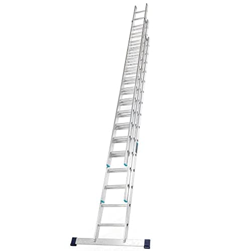 Image of TB Davies 9.9m/32.5ft, TASKMASTER 3 Section Extension Ladders, Aluminium Stabiliser Bar, Comfort D-Shaped Rungs, Reach Height 10.4m/34.0ft, EN131 Professional