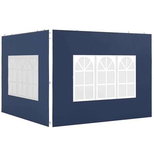 Image of Outsunny Gazebo Side Panels with Window for 3x3(m) or 3x6m Gazebo Canopy, 2 Pack Sides Replacement, Blue
